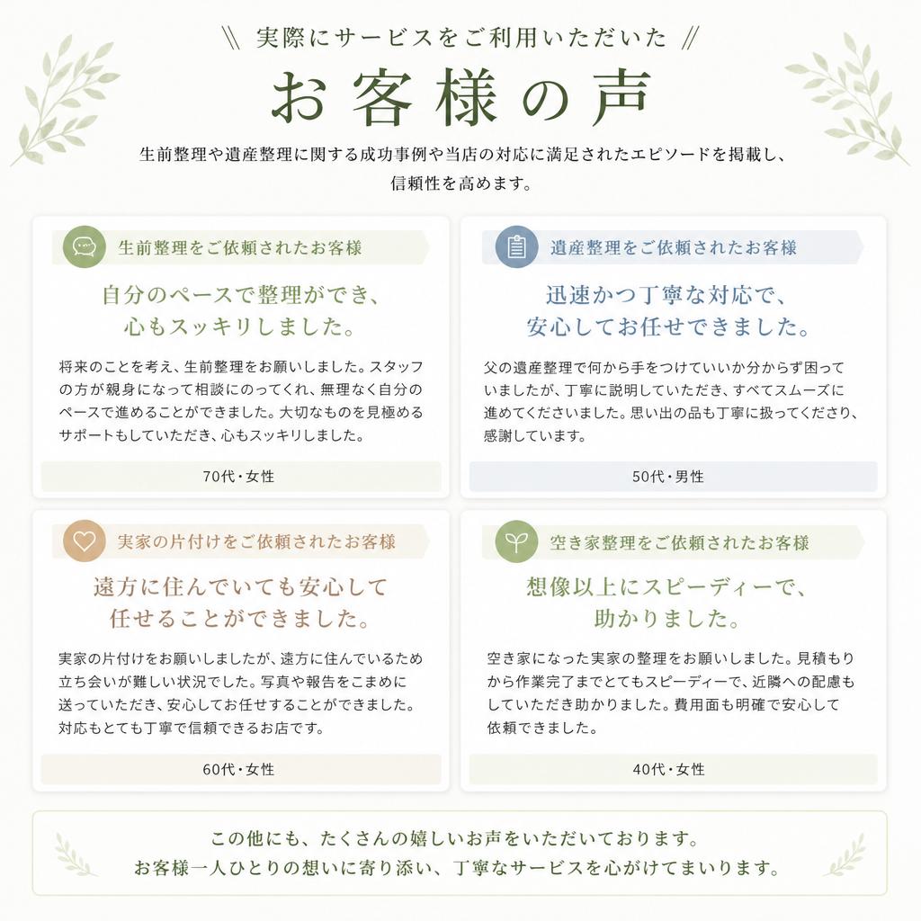 お客様の声・体験談