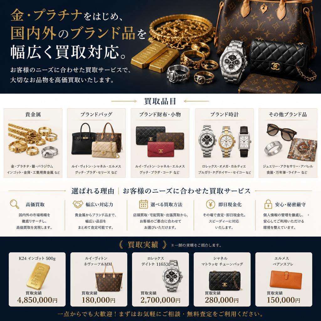 多彩なブランド品買取が可能