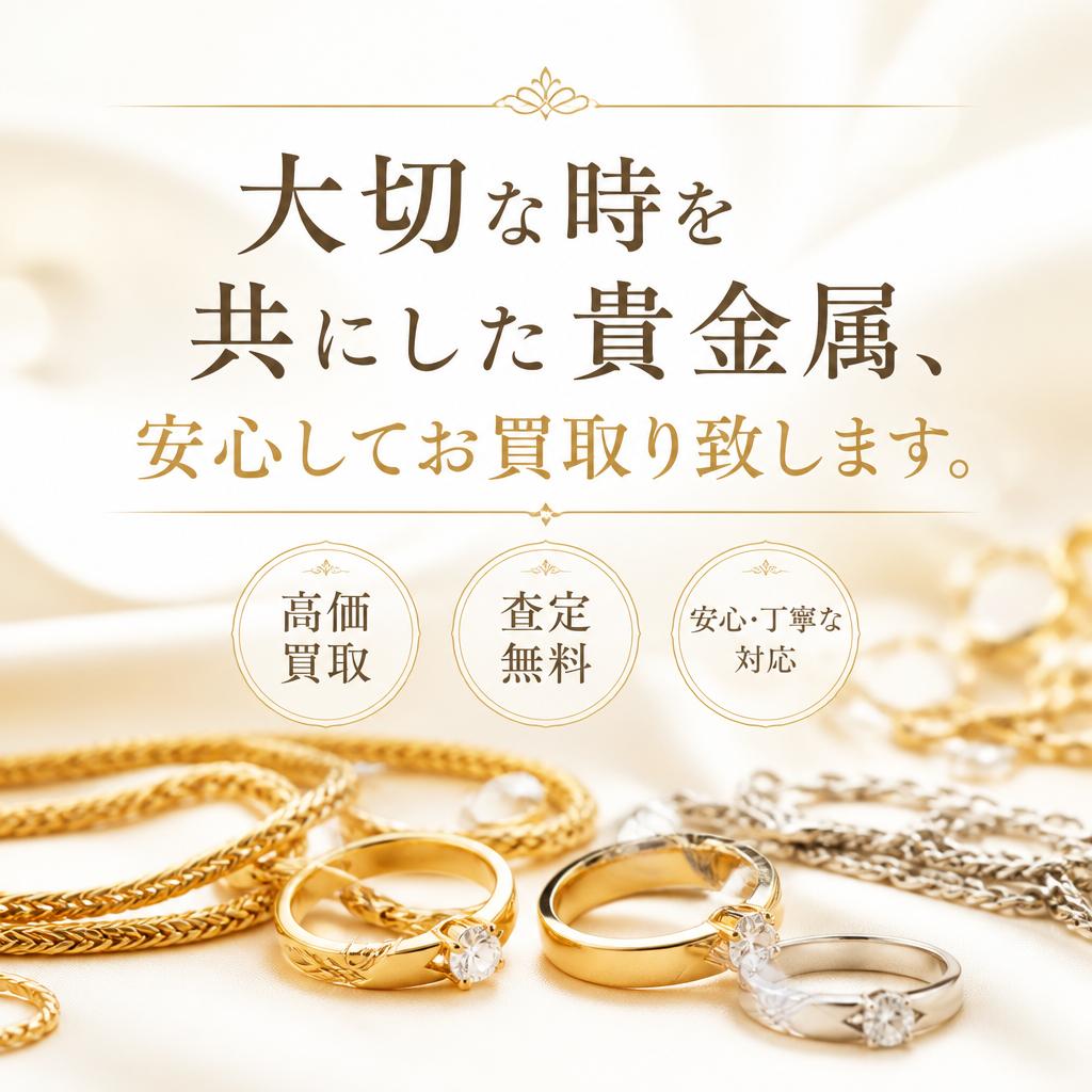 大切な時を共にした貴金属、安心してお買取り致します。