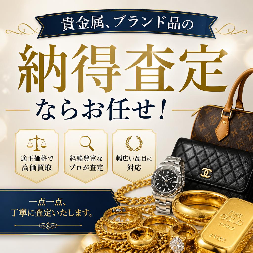 貴金属、ブランド品の納得査定ならお任せ！