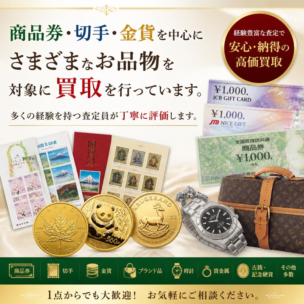 2. 商品券・切手・金貨の買取について