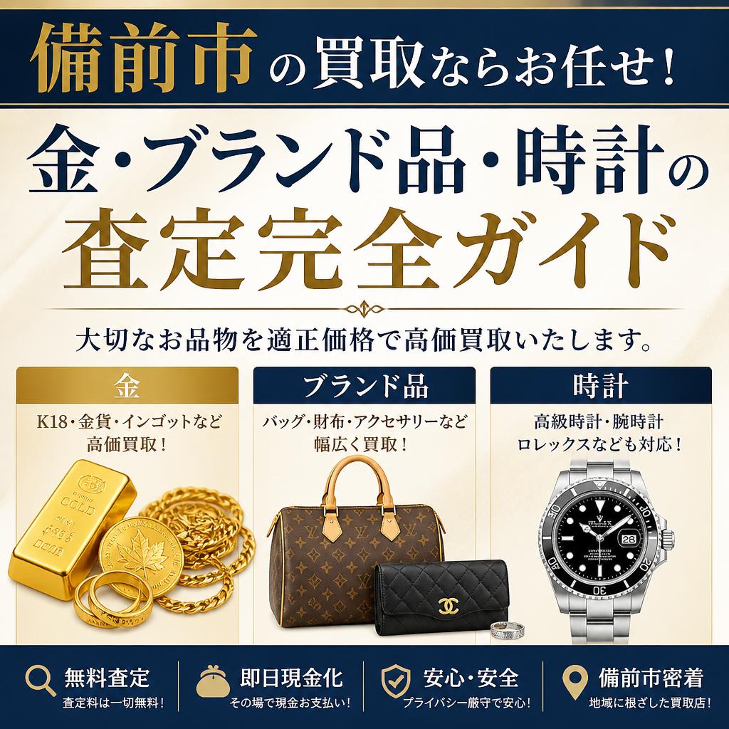 備前市の買取ならお任せ！金・ブランド品・時計の査定完全ガイド
